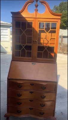 Escritorio de secretaria vintage/antiguo de arce macizo con funda Foto 1 de 4