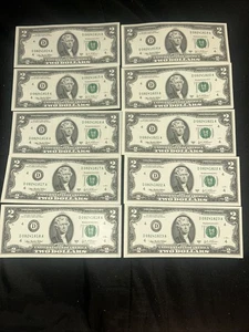 10 Consecutive Uncirculated Series 2003 A $2 Dollar Bills. Bank Of Cleveland !! - Picture 1 of 2