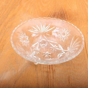 Vintage Clear Glass Hobstar and Palm Pattern Bowl Dish - Picture 1 of 5