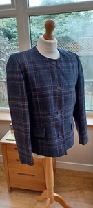 Vintage Equorian Heritage Purple Check Tartan Jacket 14 Blazer Wool Plaid Autumn - Picture 1 of 11