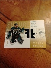 2002-03 SP GAME USED Future Fabrics GOLD Marty Turco Dallas Stars Card #RD 01/99