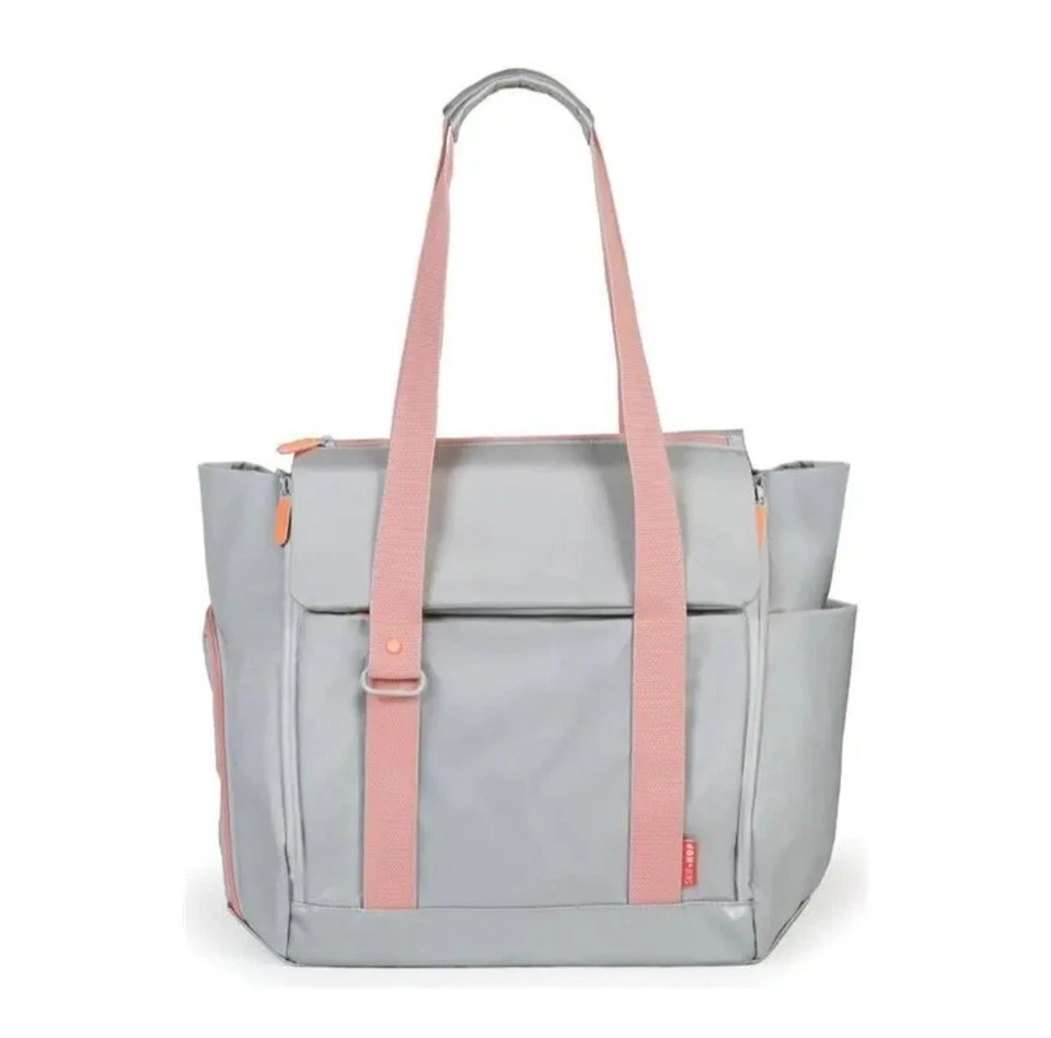 Skip Hop Fit All-Access Diaper Tote, Large Platinum/Coral-USED / GREAT CONDITION - Image 1 of 4