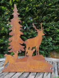 Edelrost Teelichthalter Wildfamilie Advent Kerzen Windlicht Laterne Lampe - Bild 1 von 4