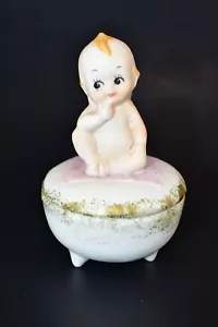 Vintage Rosie O'Neill Bisque Kewpie bambola piedi piatto portagioie - Foto 1 di 9