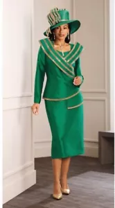 16W PLUS Ashro Green Formal Spring Wedding Church Easter Party Zelena Skirt Suit - Picture 1 of 7