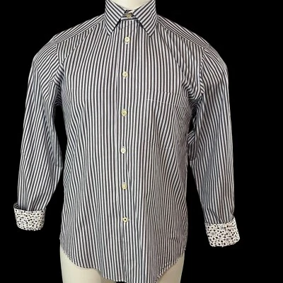 Egara Shirt Mens Medium Slim Fit Striped Long Sleeve Dress (123) - Image 1 of 4