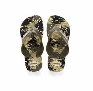 NUEVO CON CAJA NIÑOS HAVAIANAS MAX TENDENCIA CHANCLAS $20 EE. UU. 13 niños/1 jóvenes negros/beig - Imagen 1 de 4