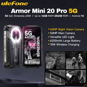 5G Ulefone ARMOR MINI 20 PRO Android 14 Rugged Smartphone Outdoor Mobile Global - Picture 1 of 12