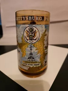 VINTAGE AMBER GLASS GETTYSBURG PENNSYLVANIA SOUVENIR BEER MUG - Picture 1 of 7