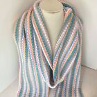 Knit Striped Long Scarf Multicolor Women’s Ribbed Scarf With Fringe