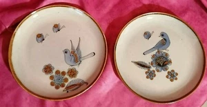 2 ASSIETTES EL PALOMAR MEXICO - MOTIFS OISEAU ET FLEUR - CERAMIQUE VINTAGE - - Picture 1 of 5