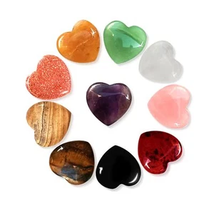 20 Pcs Natural Crystal Heart Shaped Healing Stones Cute Mini Palm Chakra Stones - Picture 1 of 7