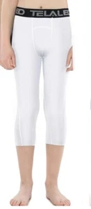 White 3/4 Compression Pants Tights Under Shorts, Youth Boys Medium, Brand New - Picture 1 of 9