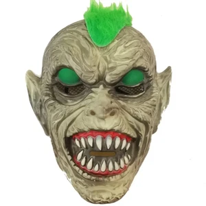 14+ Goblin Sea Monster Demon Zombie Green Hair Half Plastic Costume Mask Horror! - Picture 1 of 3