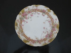 HAVILAND Limoges Pink & Yellow FLOWER Gold Trim 5 1/4" Small DESSERT Plate - Picture 1 of 4