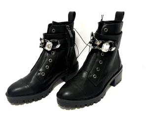 NEW Women's Karl Lagerfeld Paris Patina Black Combat Boots Booties Size 5.5 - Picture 1 of 5