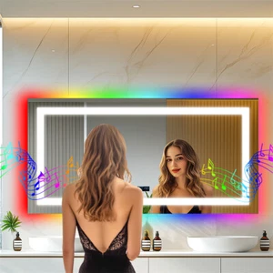 1200MM Large Bluetooth LED Bathroom Mirror Adjustable RGB Vanity Mirror Music - Picture 1 of 20