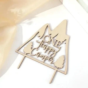 Wooden One Happy Camper Cake Topper - Picture 1 of 4