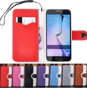 Samsung Galaxy S6 wallet case / two tone / 7 colours to choose / Uk seller - Picture 1 of 13