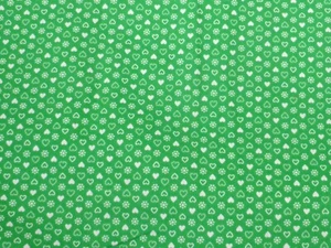 Cranston Print 100% Cotton Fabric White Hearts on Green 1 Yd x 44 " Wide - Picture 1 of 7