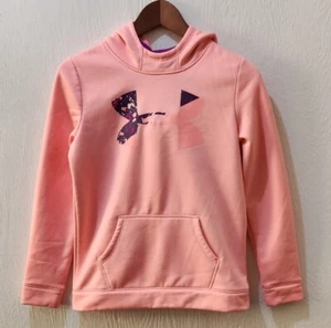 Girls Under Armour Pink Purple Logo Coldgear Loose Hoodie Youth Large (19) - Picture 1 of 6