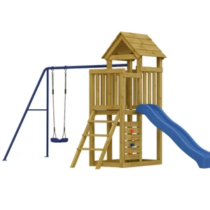 Spielturm Kinderspielhaus Garten Spielhaus mit Schaukel und Rutsche - Bild 1 von 9