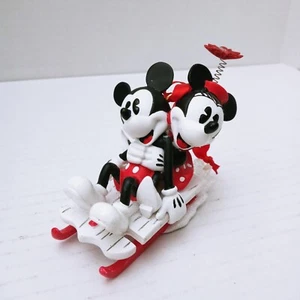 Disney Mickey & Minnie On Sled Christmas Ornament Retro Friends Rare HTF *FLAW* - Picture 1 of 12