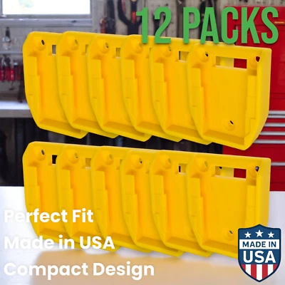 12 Pack DeWALT Battery Mounts 20V/60V Wall Holders Hangers Yellow Made In USA