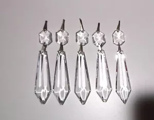 *VINTAGE* Waterford Crystal Set of 5 Prism for Sconce Chandelier 4" Made IRELAND - Picture 1 of 5