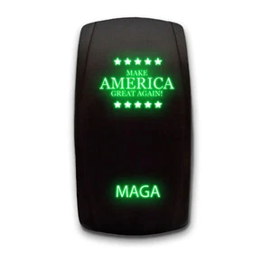 [MAGA] Interruttore a bilanciere SPST a 5 pin inciso al laser, 20 A, verde - Foto 1 di 5