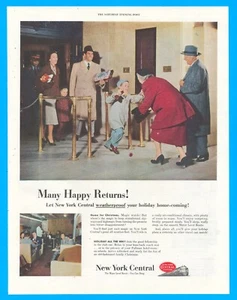 1951 New York Central railroad print ad holiday travel family club car - Picture 1 of 3