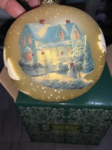 Thomas Kinkade Brushworks Collection Blessings of Christmas Glass Vtg Ornament - Picture 1 of 4