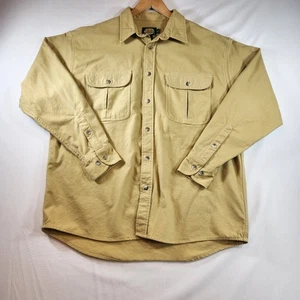 CABELAS Mens Button Up Shirt Large Tan Heavyweight Thick Flannel Long Sleeve - Picture 1 of 20