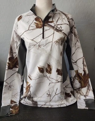 Real Tree Pullover Snow Camo Hunting 1/4 Zip Women's Size M 38-40 - Image 1 of 4
