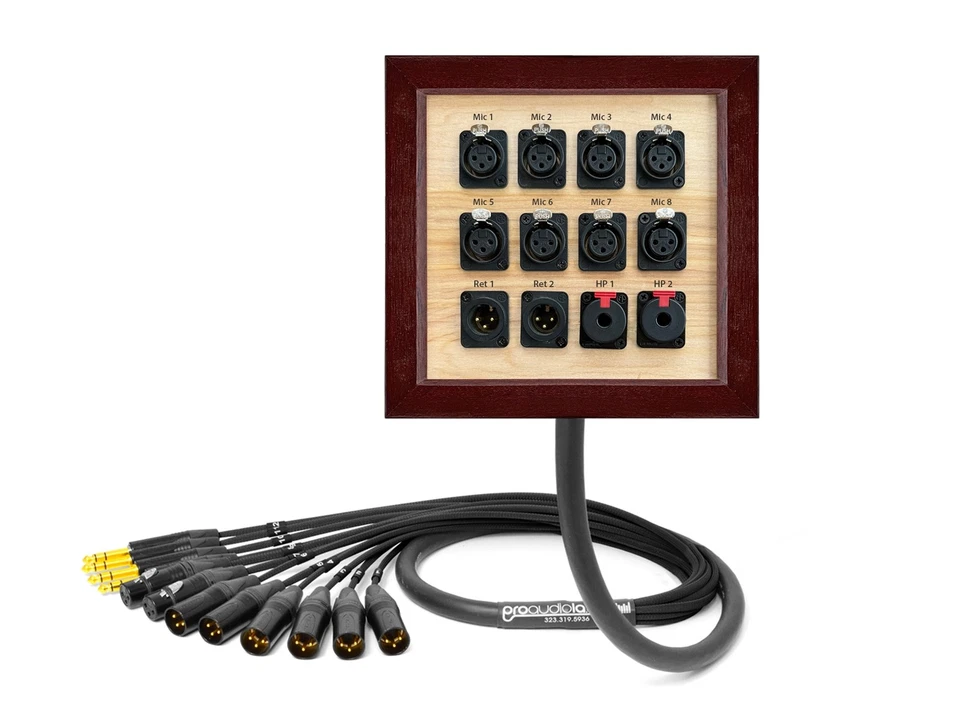 12-Ch Wooden Wall Panel | Mogami 2933 & Neutrik Gold | Premium | Black | 5 FT - Image 1 of 1