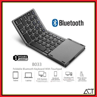 New Ultra Premium B033 Triple Foldable Bluetooth Keyboard  With Touchpad - Image 1 of 4