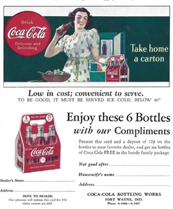 COCA-COLA FREE COKE COUPON POSTCARD  1930s   #6 - Picture 1 of 2