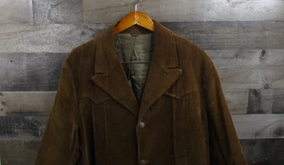 Vintage Pioneer Wear Jacket Mens 46 Brown Corduroy Western Blazer USA 70s Retro - Image 1 of 4