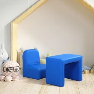 Multifunctional Kids Sofa Blue Soft Play Couch Foldable Seat for Children - Picture 1 of 8