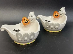 Fitz & Floyd Classic Boo Ghost con zucca Halloween piatto caramelle ciotola set di 2 - Foto 1 di 13