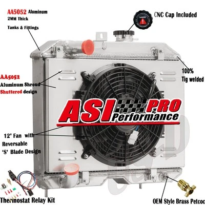 4 Row Radiator Shroud Fan Relay For 1943-1952 Jeep Willys CJ-2 2.2L 3.7L CC5241 - Image 1 of 4