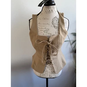 Fashion Nova Khaki Lace Up Top Sleeveless Vest Crop Corset Tank Large - Picture 1 of 8