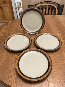 Annika Rorstrand 4 Speiseteller 10,75" Rand handbemalt Schweden Vintage MCM NEUWERTIG - Bild 1 von 4