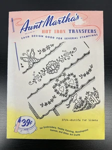 Vintage Aunt Martha's Hot Iron Transfer 3714 Motifs for Linens Floral Butterfly - Picture 1 of 3