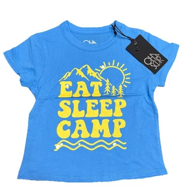 Camiseta Chaser Brand Eat Sleep Camp Color Azul Azul 100% Algodón Niños Talla 2 Foto 1 de 4