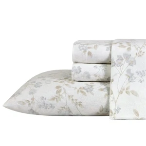 Juego de sábanas de franela Laura Ashley King gris fawna algodón ropa de cama acogedora regalo - Imagen 1 de 9