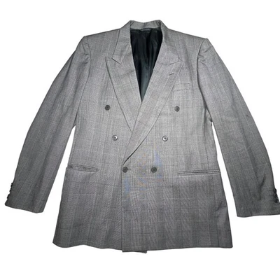 Blazer Traje Chaqueta Gris Pierre Cardin Para Hombres 42 R Doble Pecho Lana a Cuadros Foto 1 de 4