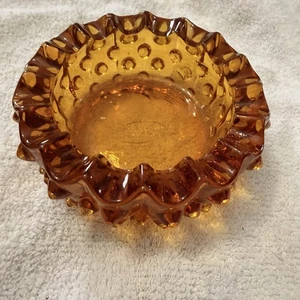 Vintage Fenton Hobnail Colonial Amber 3.5" Glass Ashtray/ Trinket Dish - Picture 1 of 4