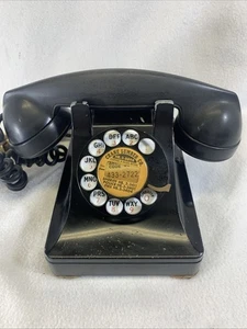 Telefono da scrivania vintage anni 30-40 sistema a campana nera quadrante rotante (funzionante) - Foto 1 di 9