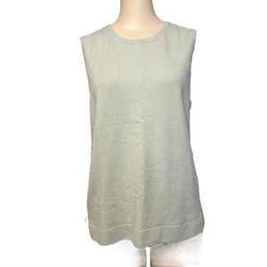 St. John Light Seafoam Green 100% Cashmere Sleeveless Knit Top Womens Medium - Picture 1 of 9